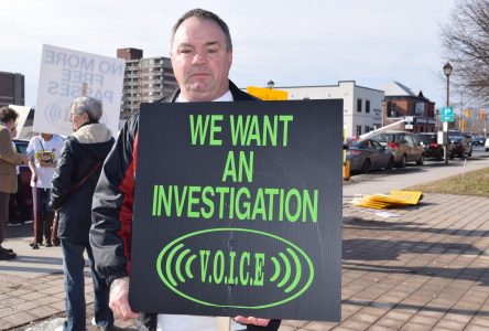 Protest for victim’s rights outside of courthouse