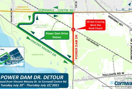 Part of Power Dam Dr. closed this week for rail crossing work