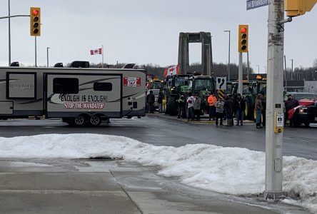 Anti-mandate protest slows traffic at Seaway International Bridge