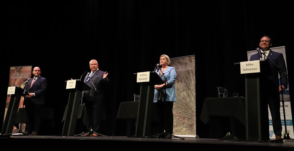 Ontario party leaders square off at first debate of election campaign