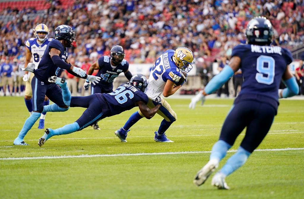 Argonauts miss late convert, lose 23-22 to unbeaten Blue Bombers