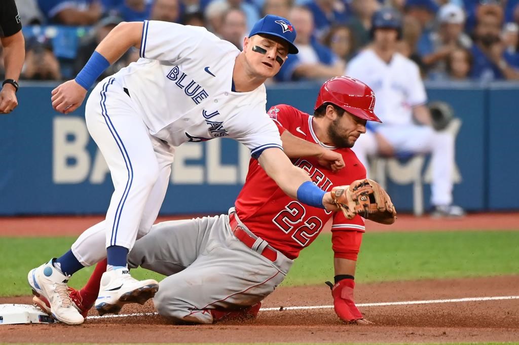 Angels snap slump by thumping tired Blue Jays 12-0