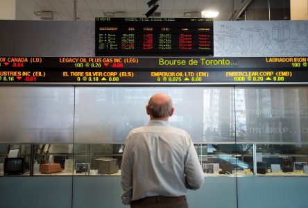 S&P/TSX composite down, U.S. stock markets also lower in volatile trading