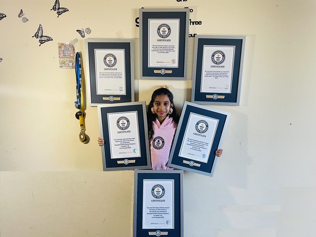 Ontario girl, 9, sets three Guinness World Records in hula hooping