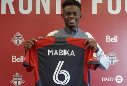 Newly acquired Toronto FC centre back Aime Mabika hard to miss at six foot six