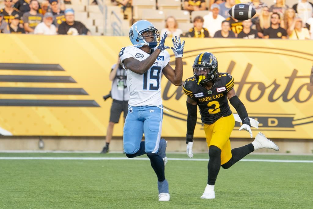 Kelly throws two TD passes as Argonauts down Ticats 31-15 to improve to 5-0