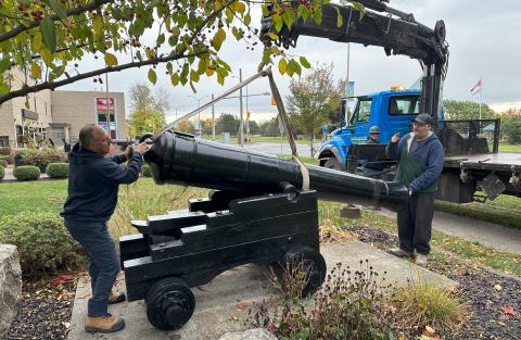 Refurbished cannons return to SDG Counties admin building