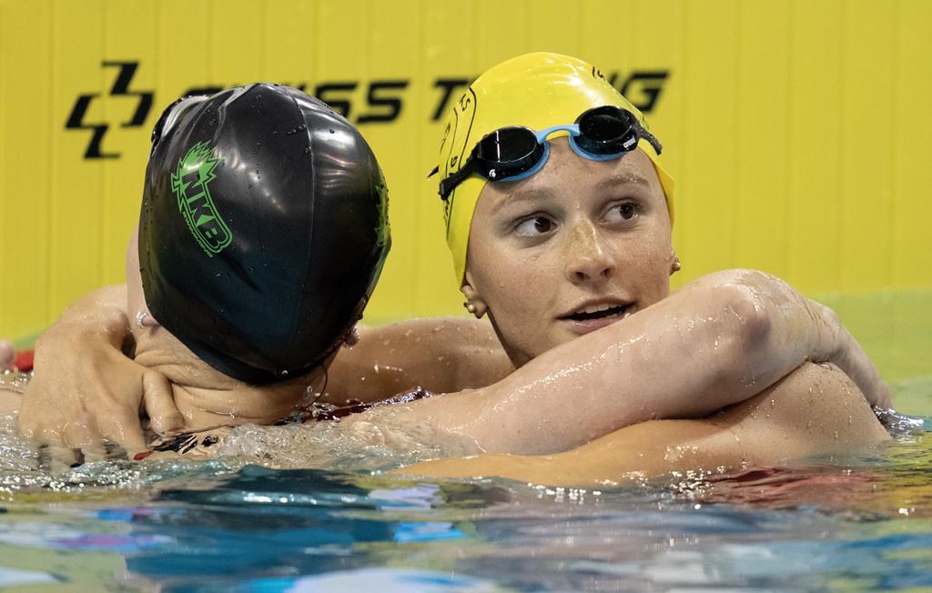 Canadian swimmers McIntosh, Harvey finish 1-2 in women’s 200 free at Olympic Trials