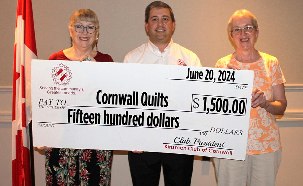 Kin donates to Cornwall Comfort Quilts