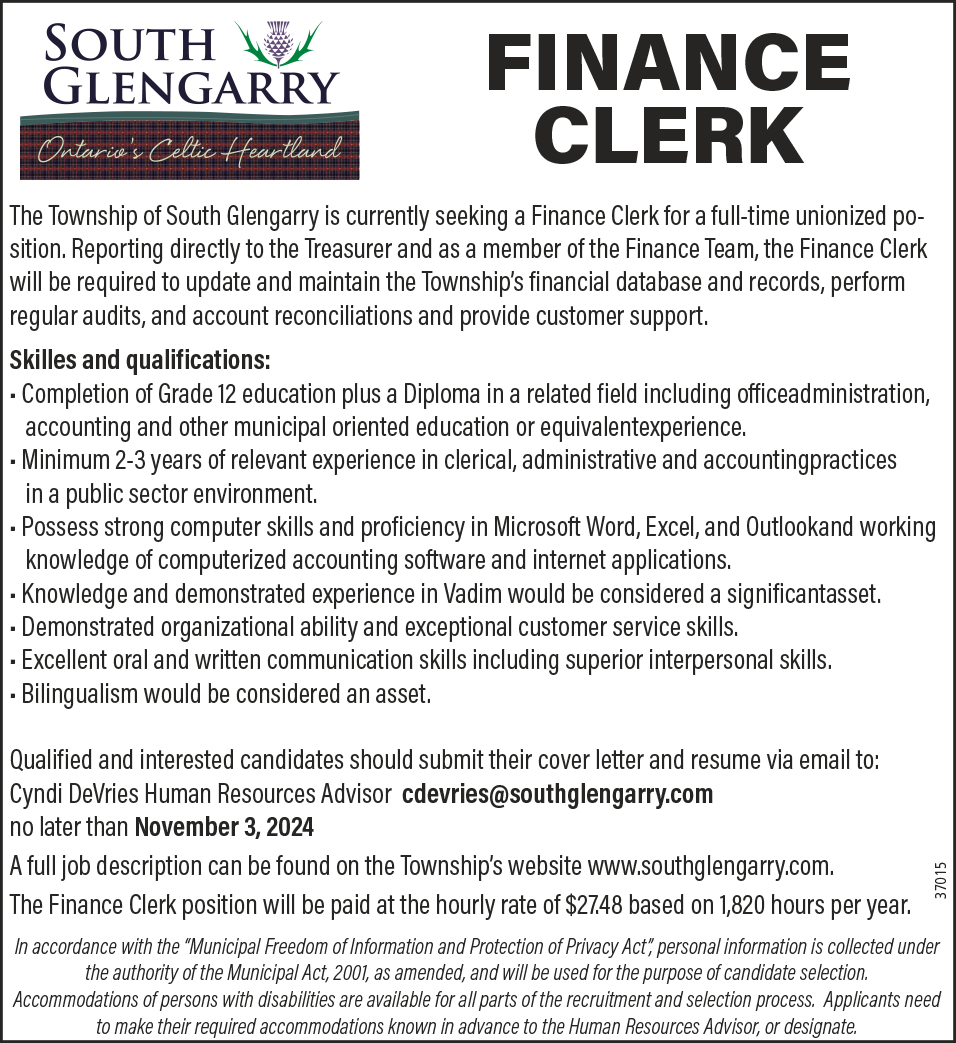 FINANCE CLERK