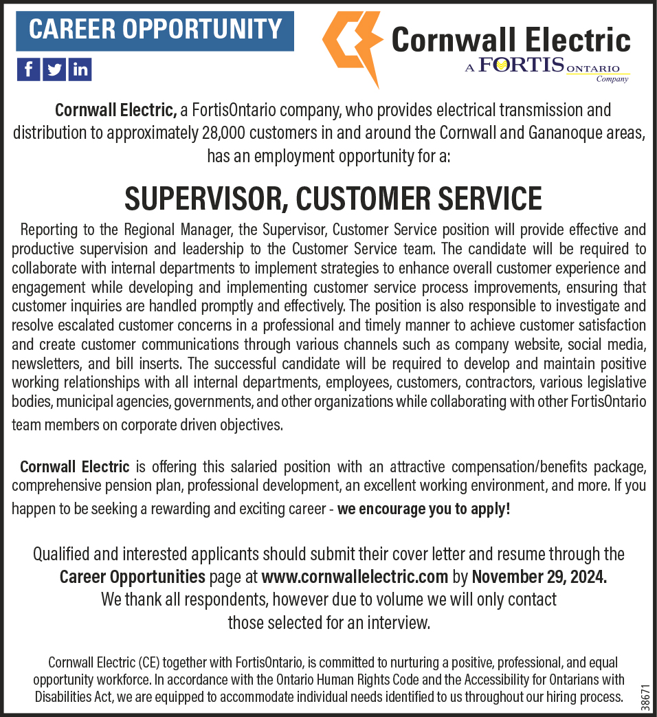 SUPERVISOR, CUSTOMER SERVICE